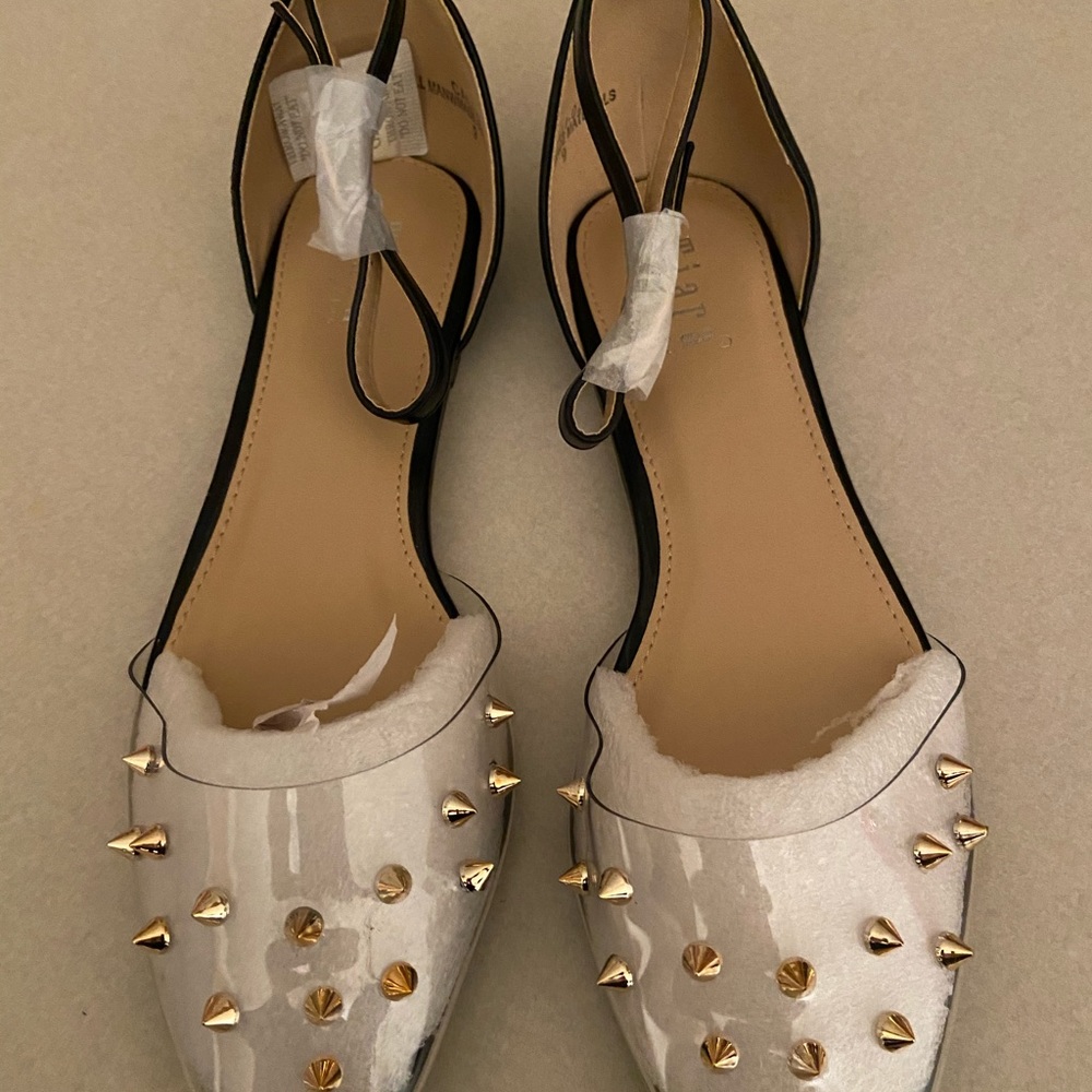 Black clear stud summer sandals/shoes!!